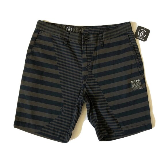 Volcom Stone Graphito Men's Shorts Blue Gray Stripe Random Print Casual Wear - Picture 3 of 3